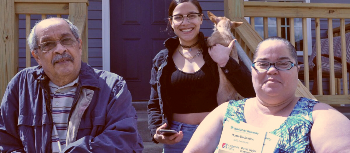 (L to R): Bartolo Figueroa, Alondra Figueroa, and Maria Padro Santana now own a Habitat for Humanity home.